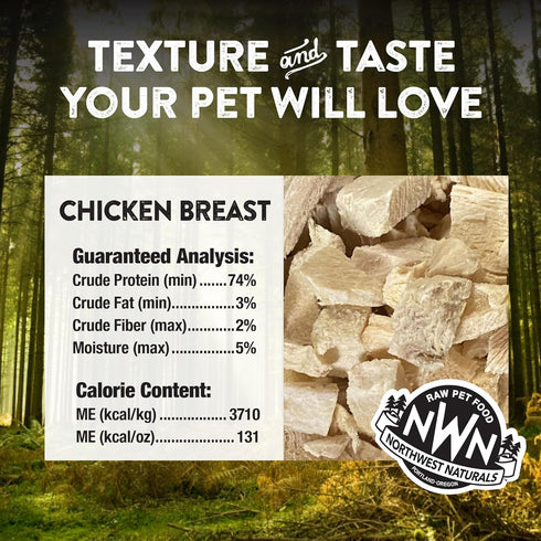 1 10 Oz Northwest Naturals Raw Rewards Freeze-Dried Chicken Breast Treats for Dogs and Cats - Bite-Sized Pieces