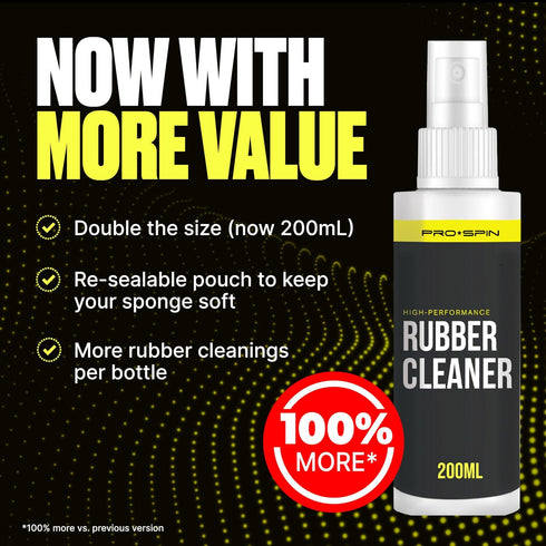 PRO SPIN Ping Pong Paddle Cleaner, Table Tennis Rubber Cleaning Kit, 200ml Rubber Cleaner & Sponge Included
