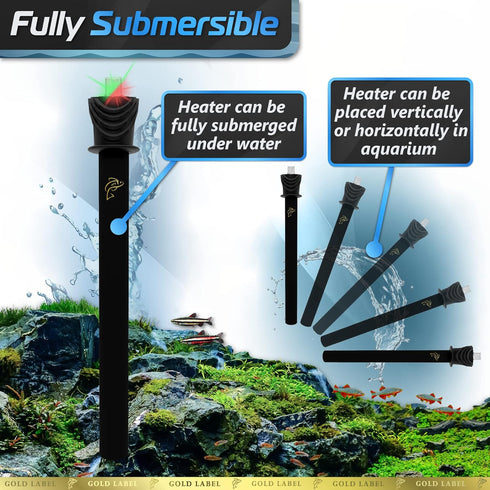 Premium Polymer Aquarium Heater, 100 Watts for Fresh & Saltwater Aquariums, LED Temperature Control (15-25 Gallons)