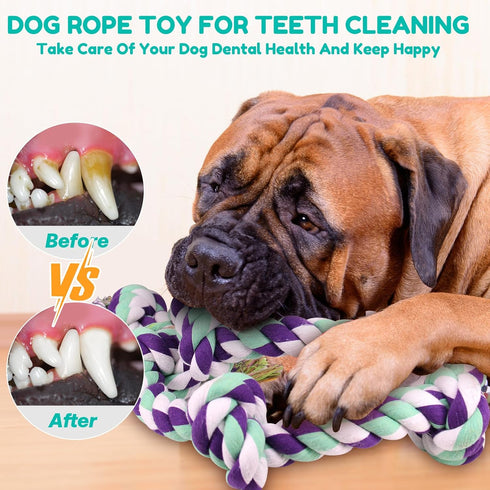 Dog Rope Toys for Large Dogs - 42In 6 Knots Indestructible Rope Toy for Aggressive Chewers, Heavy Duty