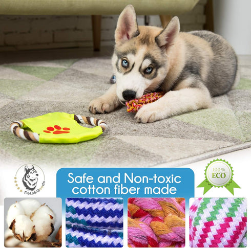 Dog Rope Toy for Active Chewers, Heavy Duty Washable 100% Cotton Chew Toys, Tug of War Toy, Pack of 9 for Small Breeds