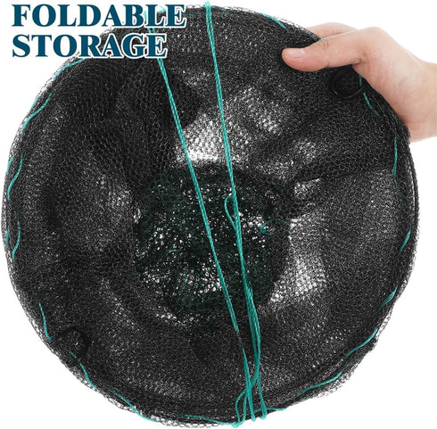 18x33cm OUNONA Collapsible Fishing Bait Trap Net, Spring Cage Minnow and Crawfish Fish Trap, Black Fine Mesh Hand Cast