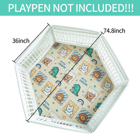 Hexagonal 75x75" Dog Pen Urine Pad, Reusable Whelping Playpen Crate Washable Pet Training Pad, For 36" Panel Hexagonal