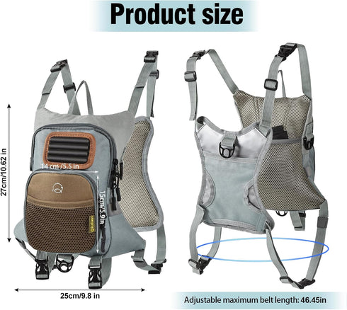 Fly Fishing Chest Pack, Waterproof Fishing Tackle Backpack, Lightweight Pouch with Multiple Compartments