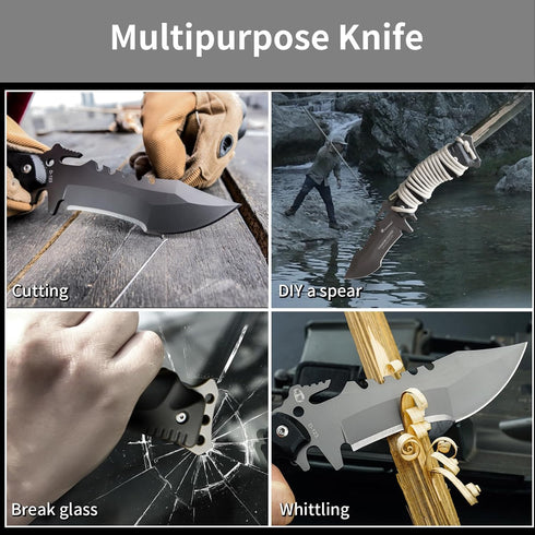 HX OUTDOORS Full Tang Camping Knife, Fixed Blade Survival Knife with Sheath for Outdoor, EDC, Hunting