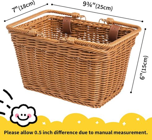 GRANNY SAYS Kids Bike Basket, Small Wicker Front Bicycle Basket for Boys and Girls, 9¾" x 7" x 6"
