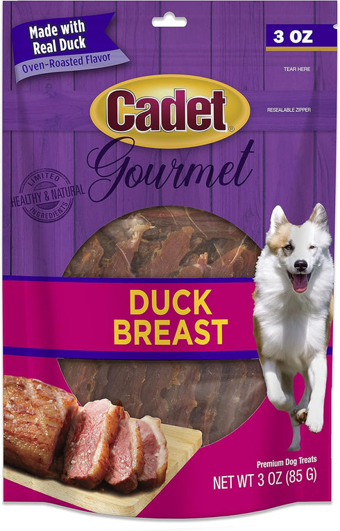 Cadet Gourmet Duck Breast Dog Treats, Healthy & Natural Training Treats for Small & Large Dogs, 3 oz.