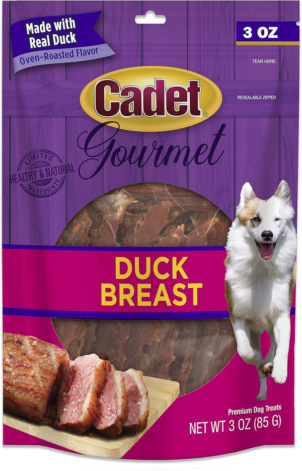 Cadet Gourmet Duck Breast Dog Treats, Healthy & Natural Training Treats for Small & Large Dogs, 3 oz.