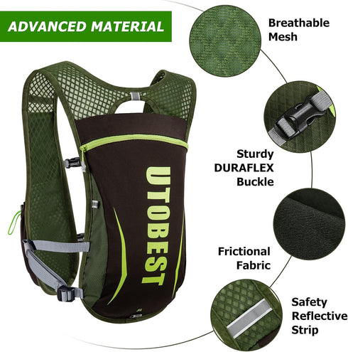 UTOBEST Running Vest, 5L Hydration Vest Lightweight, Breathable and Sweatproof Adjustable for Trail Running Marathon