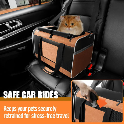 Large Cat Carry Bag, Soft Shell Pet Transport Crate for Shih-Tzu, 18x12x12 Top Opening Kennel for Small Animals