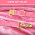 GAMUDA Velvet Dog Collar and Leash - Super Soft Heavy Duty Gold Buckle, Adjustable Easy to Clean (XL, Pink)