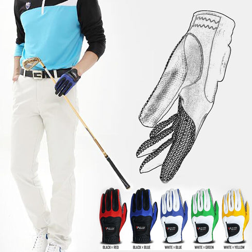 Left Hand Microfiber Golf Gloves - Non-Slip Design in Red and Black