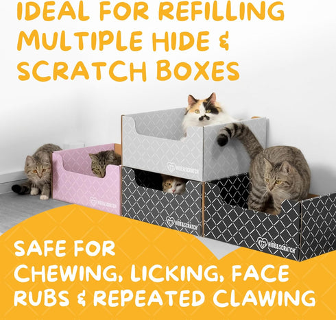 2 Pack Hide & Scratch Cat Scratcher Pad | Double-Sided Cardboard Refills for Our Scratching Box | Reversible Corrugated