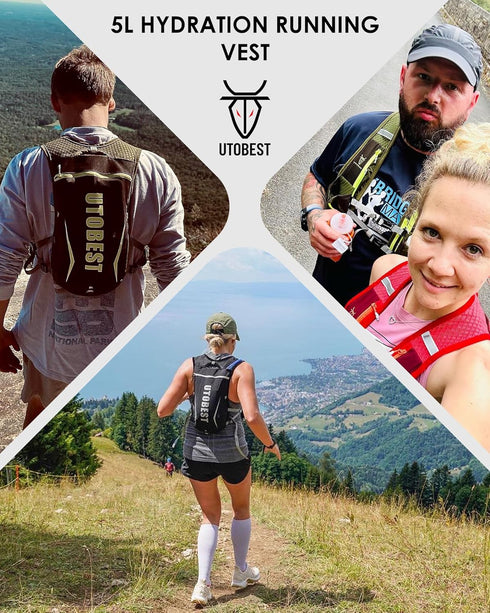 UTOBEST Running Vest, 5L Hydration Backpack, Lightweight and Breathable for Trail Running