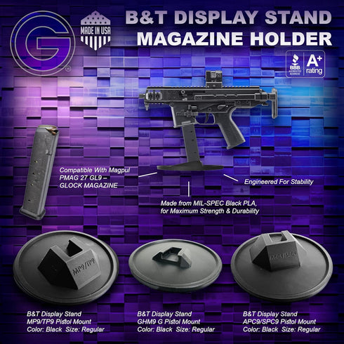 GHM9 GL9 27rd Gun Stand, Pistol Stand, Rifle Stand, Magazine Stand, Handgun Stand, Gun Safe Organizer, Mag Holder