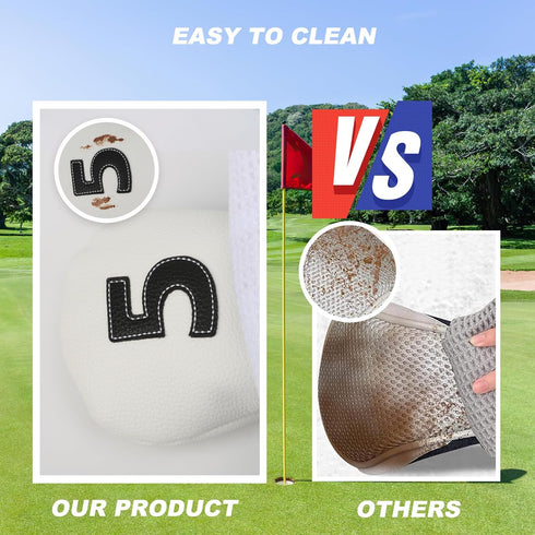 Golf Club Covers, 4pcs or 1pc Golf Head Covers for Woods and Driver Fairway Hybrids for Women Men