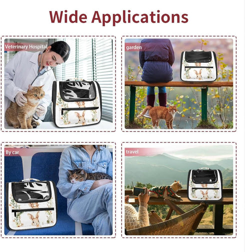 (1) Cozy Cute Baby Animal Bunny Rabbit Pet Carrier Airline Approved Soft Sided Portable Travel Pet Bag, Car Seat Safe