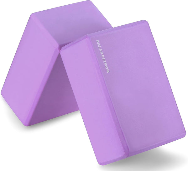Signature Fitness Set of 2 High Density Yoga Blocks, 9"x6"x4" Each, Multiple Colors