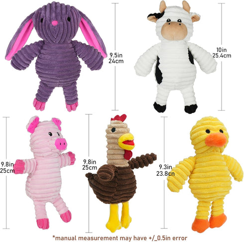 5 Pack, Prime Pets Dog Toys, Plush Dog Squeaky Toys, Assortment Value Bundle Animal Pet Toy for Small Medium Large