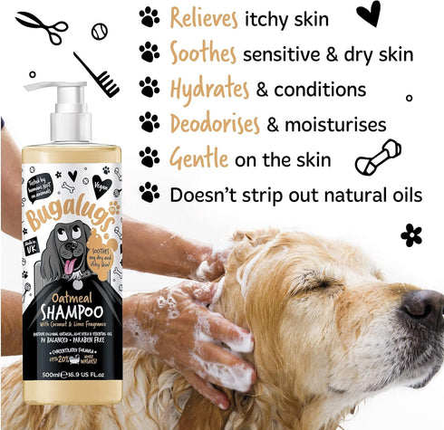 Oatmeal & Aloe Vera Dog Shampoo, Professional Vegan Pet Shampoo & Conditioner for Smelly Dogs