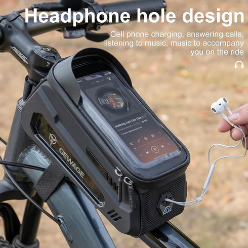 GEWAGE Bike Front Frame Bag with Phone Holder - Durable Cycling Accessory