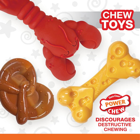 Nylabone Power Chew Dog Chew Toy Pack, Fun Bundle for Aggressive Chewers, Small/Regular (3 Count)