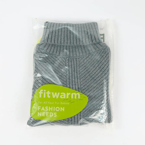 Fitwarm Dog Turtleneck Sweater - Thermal Knitted Pet Coat for Small Dogs, Cat Apparel, Heather Grey, Large