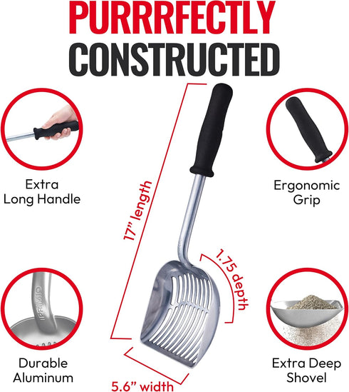 iPrimio Monster Cat Litter Scooper, 17 Inch Long Handle with Soft Grip, Sturdy Extra Large Deep Shovel Scoop