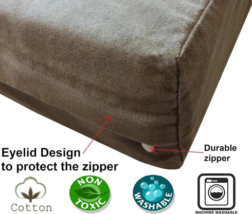 Dogbed4less Replacement Cover for 55X37X4 Inches Brown Denim Jean Dog Pet Bed, External Zipper