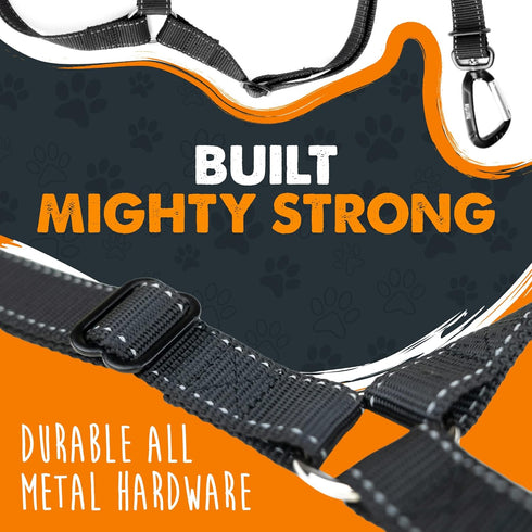 Mighty Paw Dog Seat Belt For Car Headrest - Distraction Free Driving, Heavy-Duty Aviation Grade Aluminum Carabiner