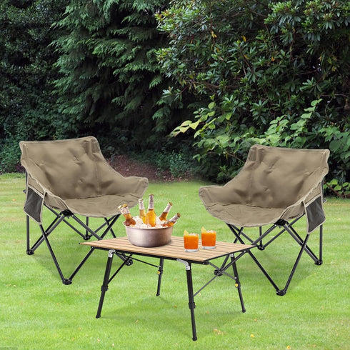 Folding Camping Chair, Portable Club Lawn Chairs High Back Padded Sturdy Steel Outdoor Lightweight Chair, for Camp