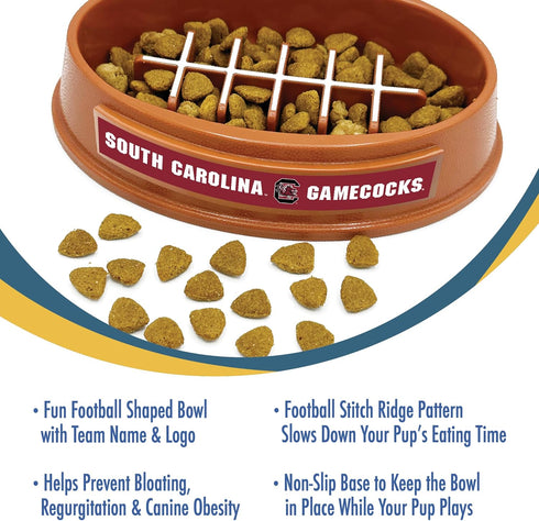NCAA Super-Bowl South Carolina Gamecocks Slow Feeder Dog Bowl, Non-Slip Pet Bowl for Healthy Digestion