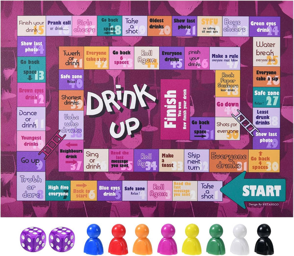 NETANICO Drinking Games,Leather Mat Drinking Board Game for Adults,Interactive Girls Night Drinking Games,Bachelorette