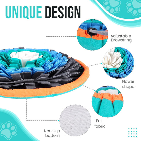 20" Dog Snuffle Mat - Interactive Dog Puzzle Toys for Enrichment - Large Slow Feeder Foraging Mat for Brain Games