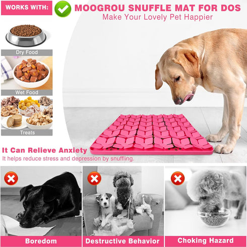 Snuffle Mat for Dogs, 16“x16”, Premium Silicone Interactive Feed Game for Large Dogs, Encourages Natural Foraging Skills