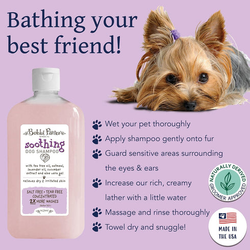 30:1 14 oz Bobbi Panter Soothing Dog Shampoo Tea Tree, Lavender, Cucumber & Oat Protein Natural Formula for Sensitive