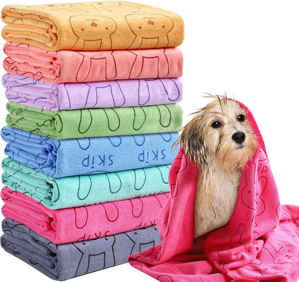 8 Pcs Dog Drying Towels Bulk 55'' x 28'' - Absorbent Microfiber Bath Towels for Small Medium Large Dogs