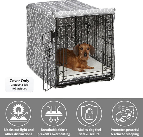 MidWest Homes for Pets Medium Dog Crate Cover, Teflon Fabric Protector, Fits Most 30-inch Crates, Gray