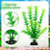 Fish Tank Accessories - 9pcs Green Artificial Plants and Cave Rock Decor Set for Aquarium
