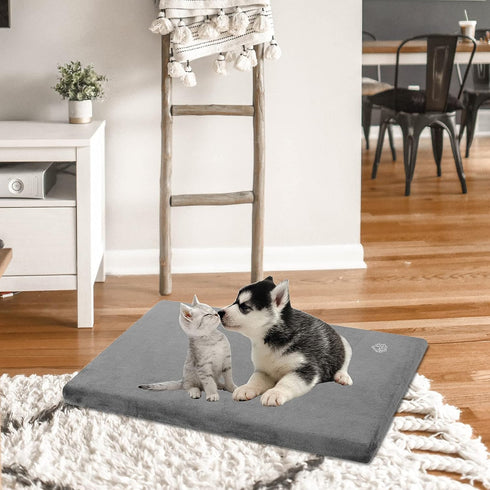 EMPSIGN Stylish Dog Bed Mat, Reversible Dog Crate Pad with Waterproof Linings, Machine Washable Cover, Grey