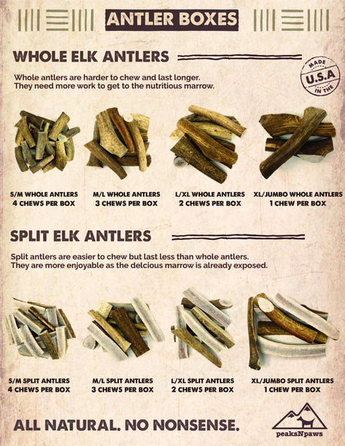 Premium All-Natural Grade A Elk Antlers for Dogs - No Additives, No Preservatives - Made in USA (Small/Medium)