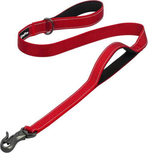 PetiFine 4FT Heavy Duty Dog Leash with Soft Padded Double Handle, Durable Reflective Nylon Walking Lead for All Breeds