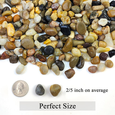 20 lbs Pea Gravel Pebbles for Indoor Plants, Mixed Color River Rocks for Aquarium and Garden Landscaping