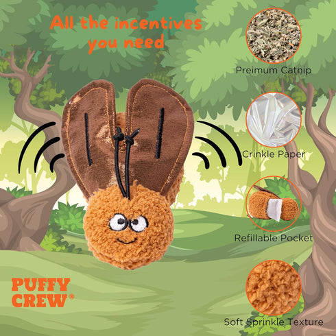 5'', Interactive Catnip Cat Plush Toy, Insect Theme, for All Breed Size Cats (Cockroach)