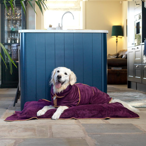 Lucky Pooch Dog Robe - Luxurious Dog Bathrobe - Ultra Absorbent Dries Your Dogs in Minutes! Double-Layer, Super Soft