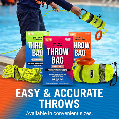 Water Throw Bags for Water Rescue, Rope Throw Line Bag with Rope for Kayak or Larger Boat Rescue