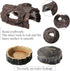 Reptile Hide, Food Bowls, Lizard Resin Hollow Tree Trunk Hideout, Bearded Dragon Tank Accessories, 3 Pcs (Brown Rock)