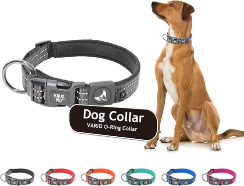 Dog Collar for Small Dogs (5/8" Width, 15"-17" Length) Reflective Adjustable Neck Band with Neoprene Padding (Black,