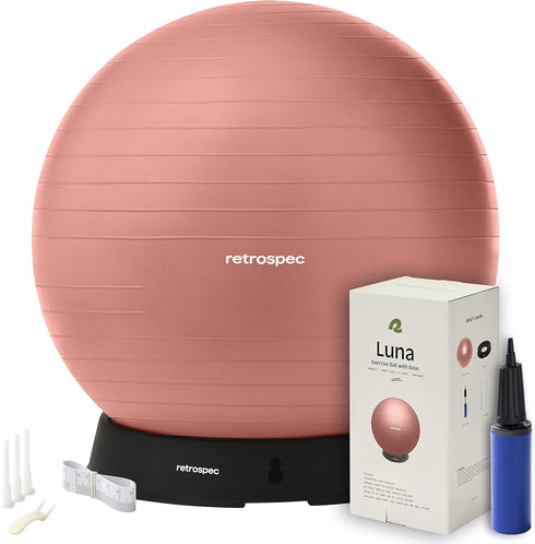 Retrospec Luna Exercise Ball with Pump - Anti-Burst Fitness Equipment for Yoga,