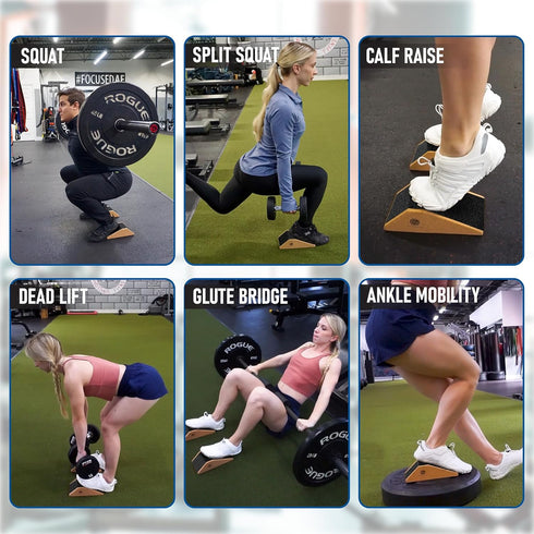 Squat Wedge Block Cork 2 Pack - Non-Slip Heel Elevated Squat Wedge and Calf Raise Block for Optimal Squat Form